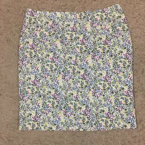 J. Jill Colorful Floral A-Line Cotton Skirt